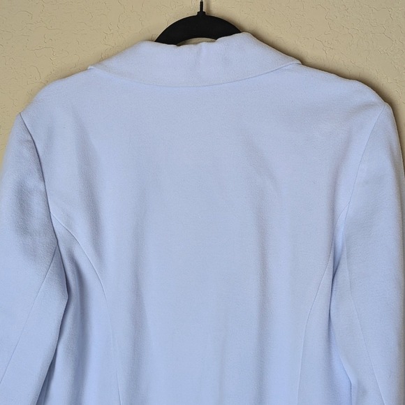Chico's Ice Blue Longline Coat Lapel Single Button Size 12/14 Minimalist Chic - Picture 9 of 10